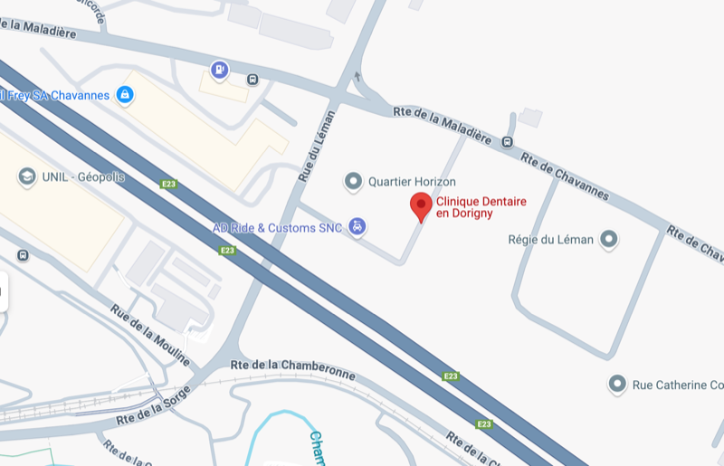 Plan vers la Clinique Dentaire Dorigny